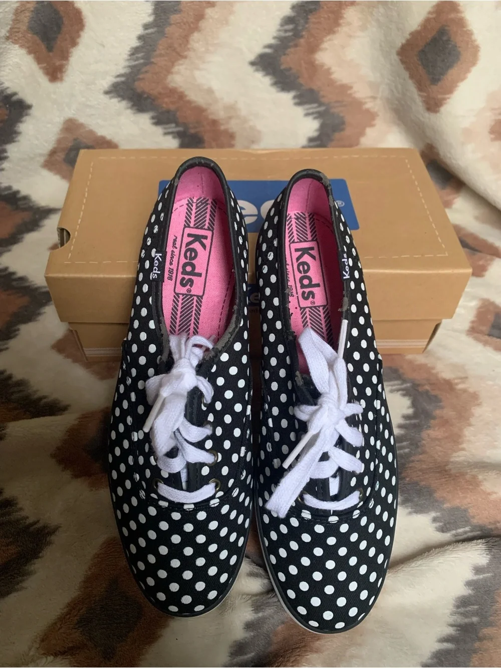 KEDS Itsy Weensy POLKA DOT Bikini Sneakers Comfort Shoes Black White size 6.5